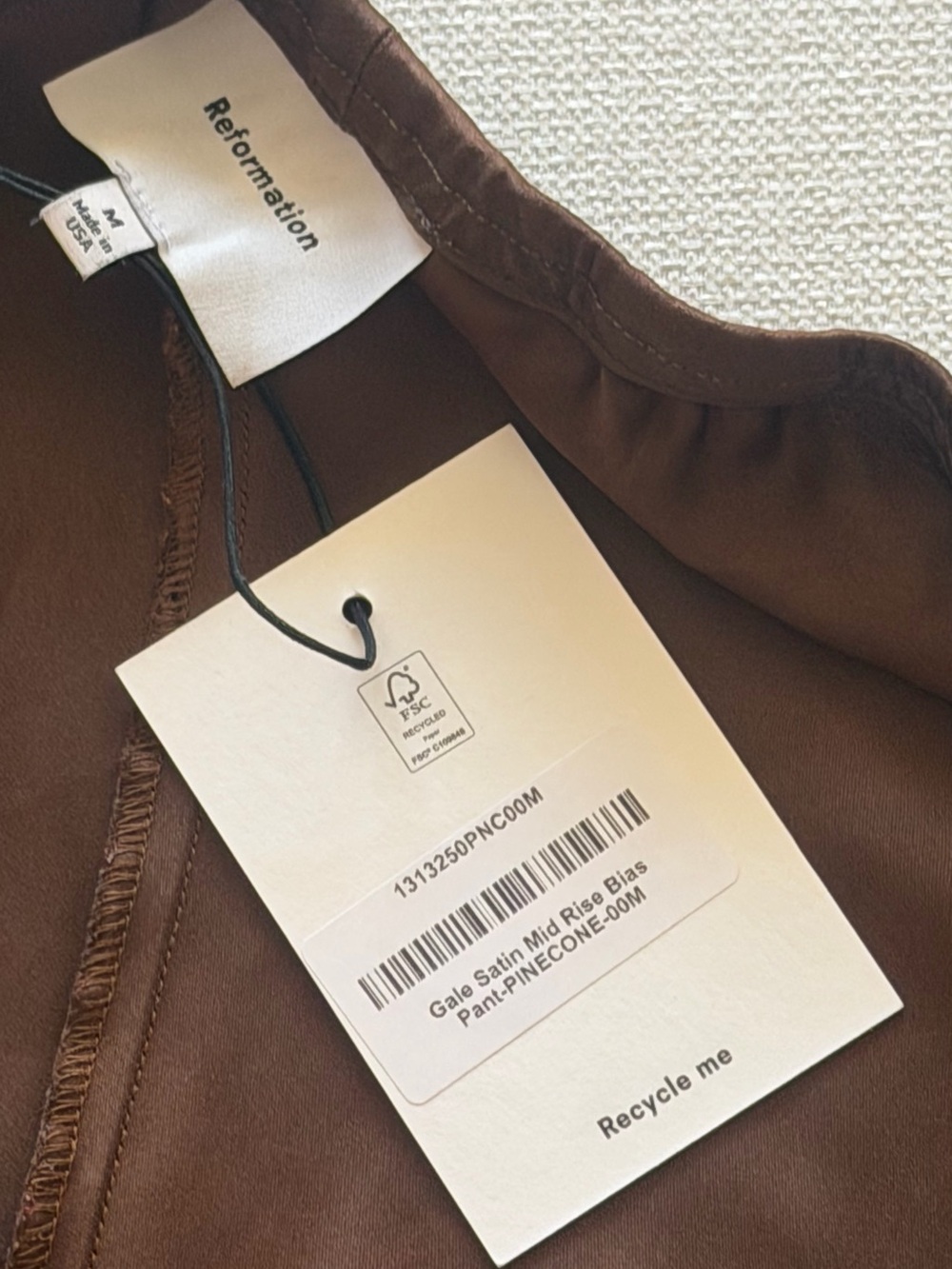 Reformation Brown Satin Wide-Leg Trousers - Picture 3 of 5